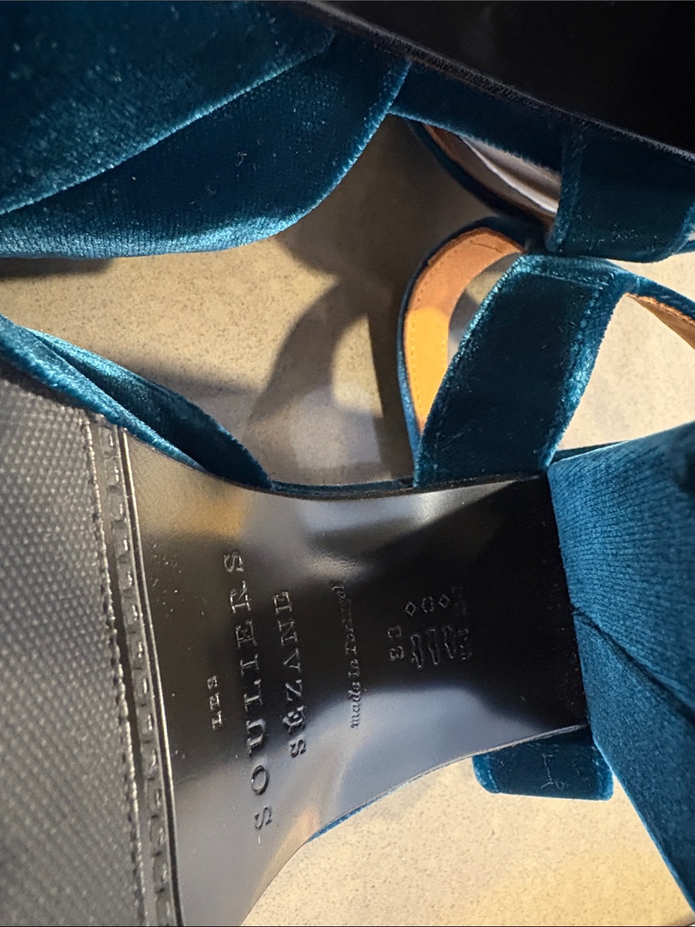 NEW SEZANE High Marjolaine Sandals - Blue Velvet - Picture 4 of 6